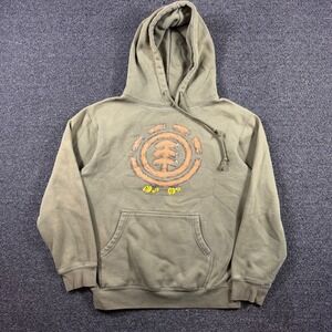 Y2K Element Hoodie Mens Small Olive Green Wood Logo Skateboard Graphic Skater